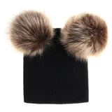 Mikkie Fur Hat Children's Two Ball Knit Hat