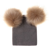 Mikkie Fur Hat Children's Two Ball Knit Hat