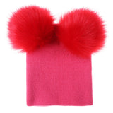 Mikkie Fur Hat Children's Two Ball Knit Hat