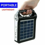 Portable Solar Power Station,6V 2W Solar Generator Panel Power Bank with Fm Radio,Led Flashlight,4 Charging Cables for Outlet Camping Emergency / Hiking / Outdoor