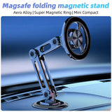 Mcgillon MagSafe 720° Rotating Metal Magnetic Car Phone Holder and Foldable Stand for Air Vent - Universal GPS Support for All Smartphones