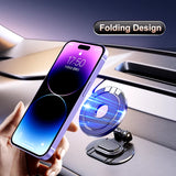 MagSafe Magnetic Car Phone Mount and Foldable Alloy Stand for iPhone 15 Pro Max, 14, 13, 12, and All Smartphones