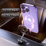 MagSafe Magnetic Car Phone Mount and Foldable Alloy Stand for iPhone 15 Pro Max, 14, 13, 12, and All Smartphones