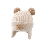 Baby Hat Warm Earflaps Cap Cute Bear Baby Knitted Woolen Cap